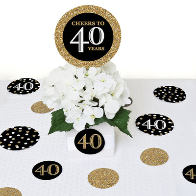 Adult 40th Birthday - Gold - Birthday Party Giant Circle Confetti - Birthday Party Decorations - Large Confetti 27 Count