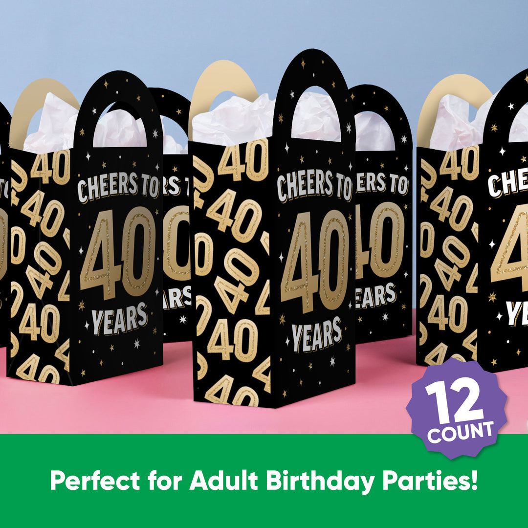 40th Birthday Paper Favor Bags - 12 Ct