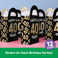 40th Birthday Paper Favor Bags - 12 Ct