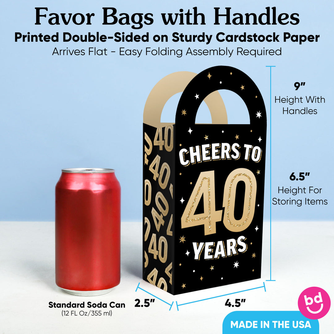 40th Birthday Paper Favor Bags - 12 Ct