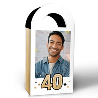 Custom Photo 40th Birthday Paper Favor Bags - 12 Ct