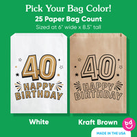 Paper Treat Bags - 40th Birthday - 25 Ct
