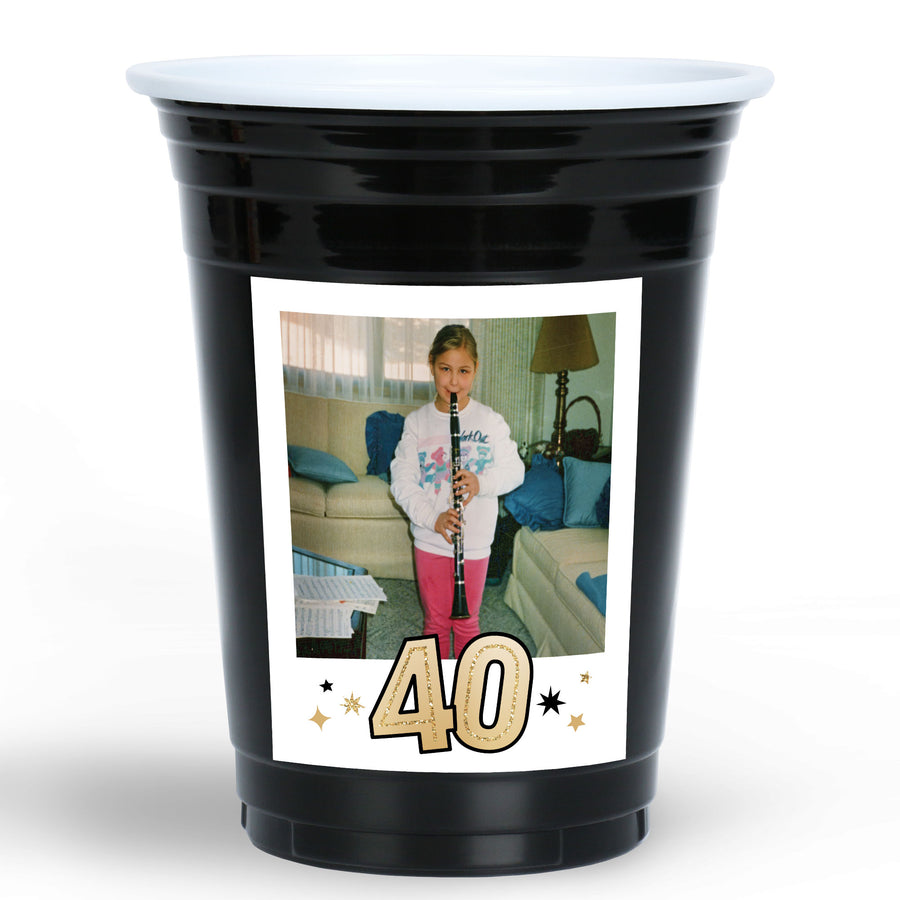 Custom Photo Party Cups - 40th Birthday - 16 Ct