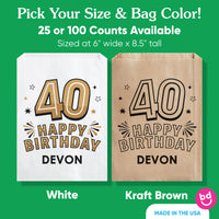 Custom Text Paper Treat Bags - 40th Birthday
