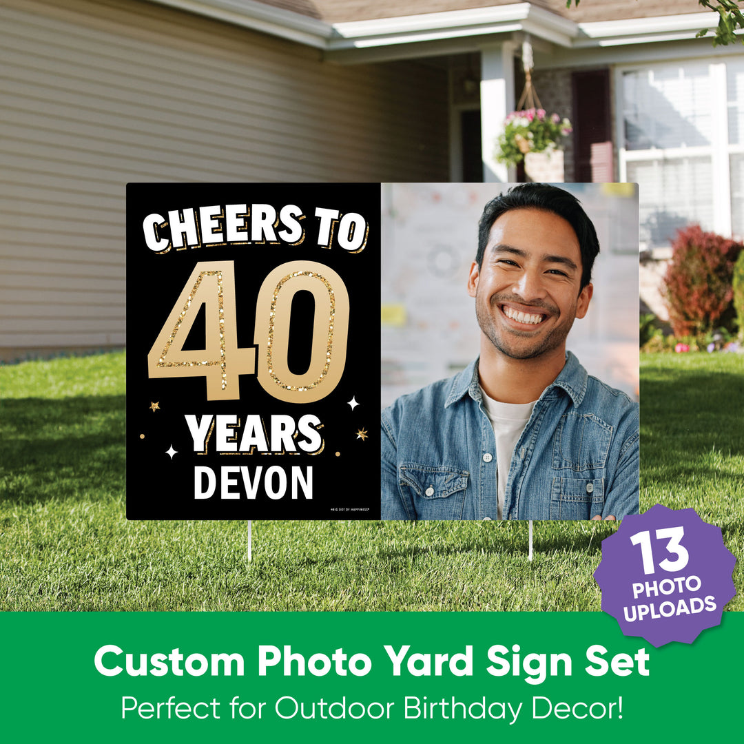 Custom Photo 40th Birthday Party Yard Sign Set