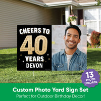 Custom Photo 40th Birthday Party Yard Sign Set