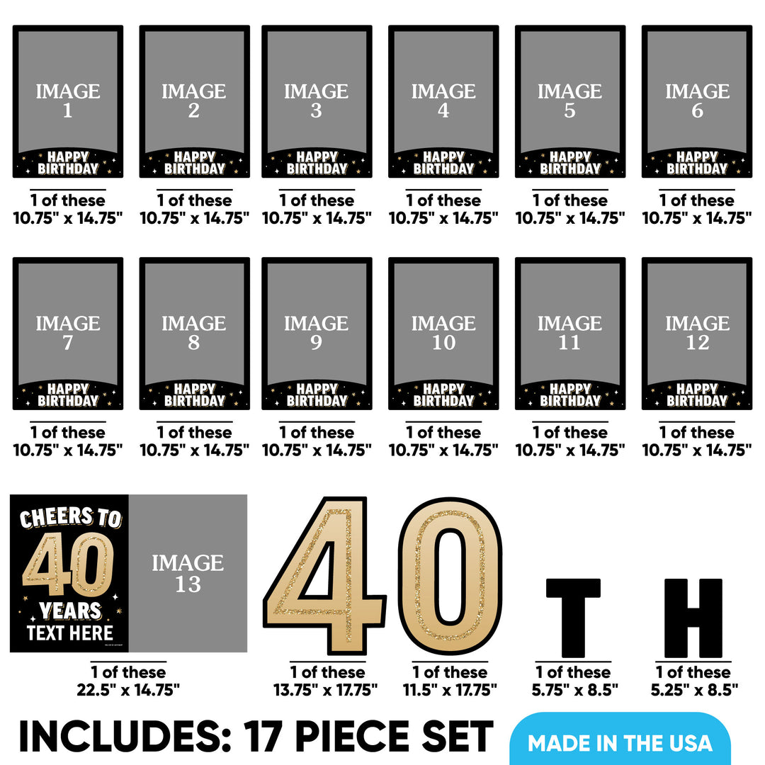 Custom Photo 40th Birthday Party Yard Sign Set