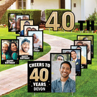 Custom Photo 40th Birthday Party Yard Sign Set