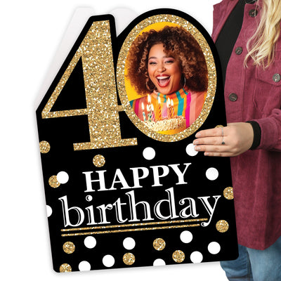 Adult 40th Birthday - Gold - Happy Birthday Giant Greeting Card - Personalized Photo Jumborific Card - 16.5 x 22 inches
