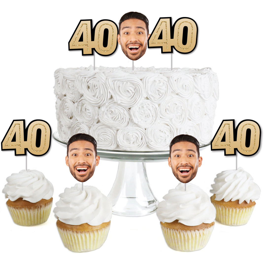 Custom Fun Face 40th Birthday Treat Picks - 24 Ct