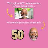 50th birthday face cutouts personalized from one uploaded image