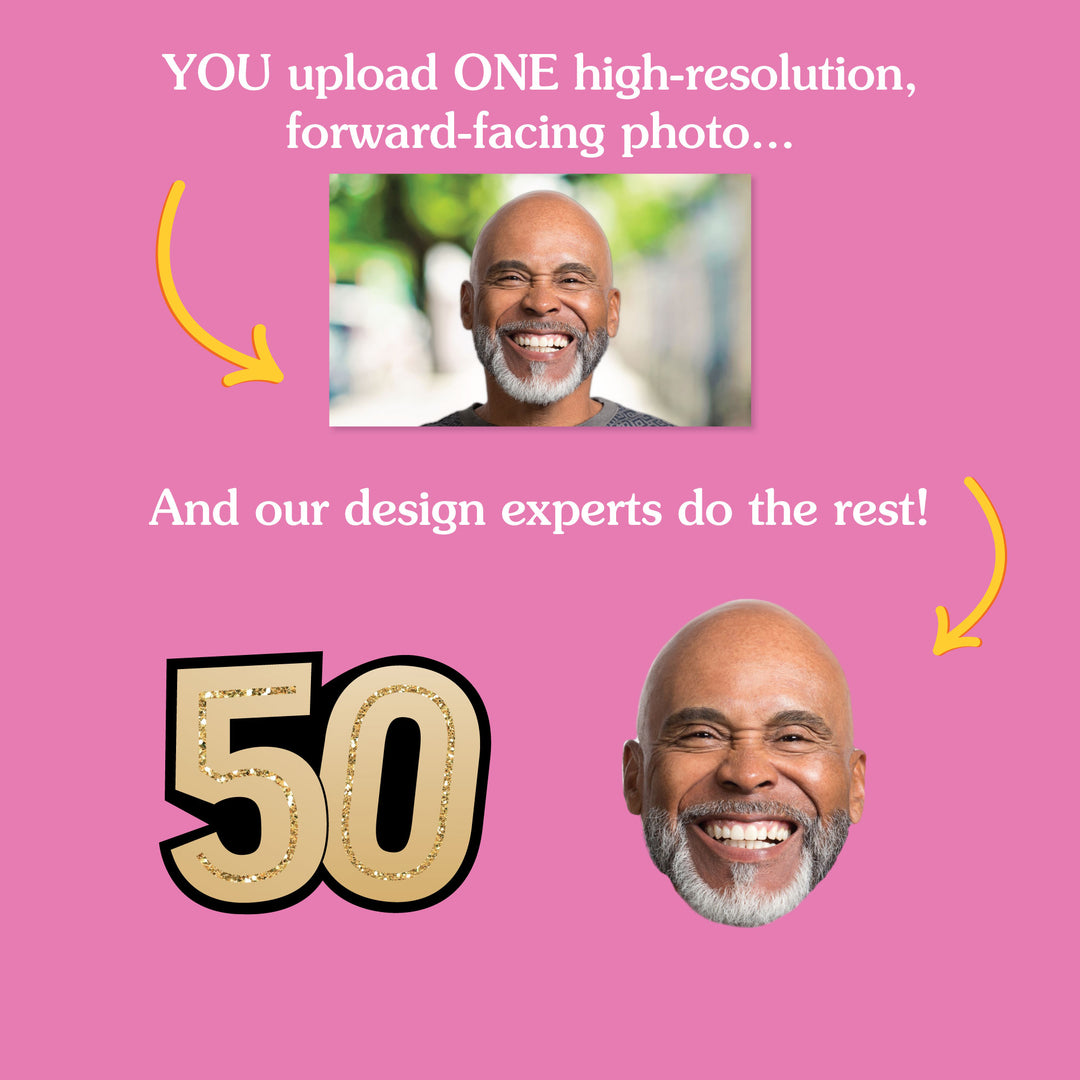 50th birthday face shapes personalized from one uploaded image