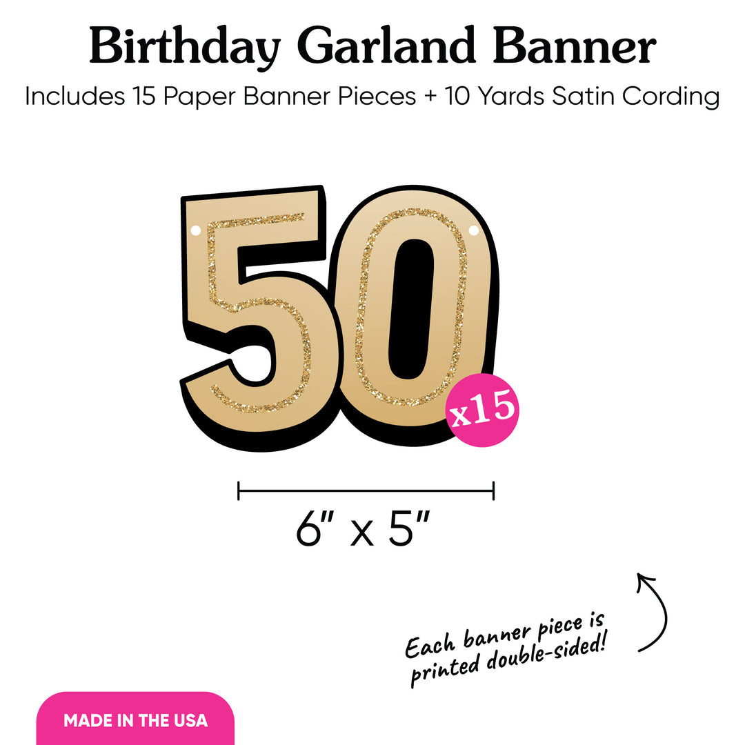 50th Birthday Garland Banner - 15 Pc
