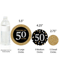 Adult 50th Birthday - Gold - Birthday Party Giant Circle Confetti - Birthday Party Decorations - Large Confetti 27 Count