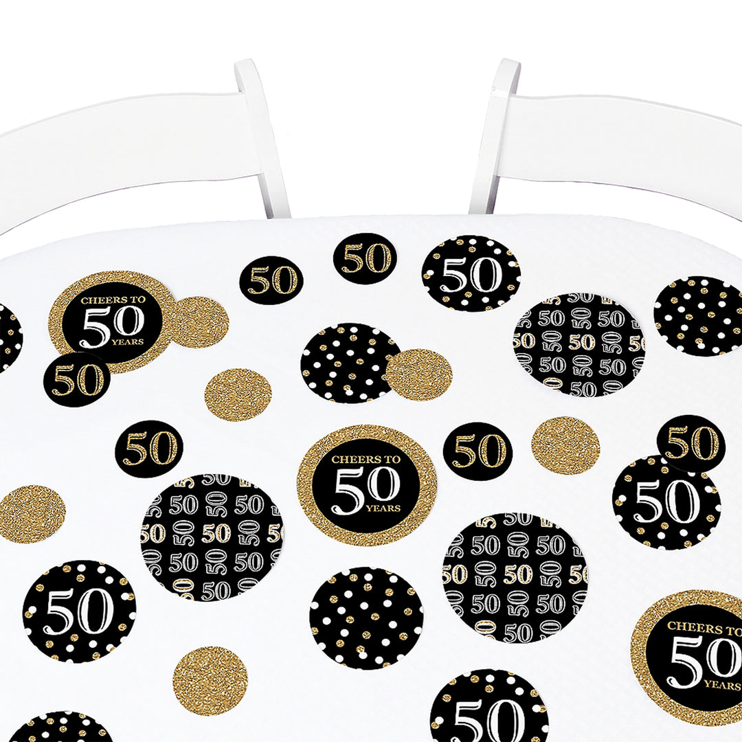 Adult 50th Birthday - Gold - Birthday Party Giant Circle Confetti - Birthday Party Decorations - Large Confetti 27 Count