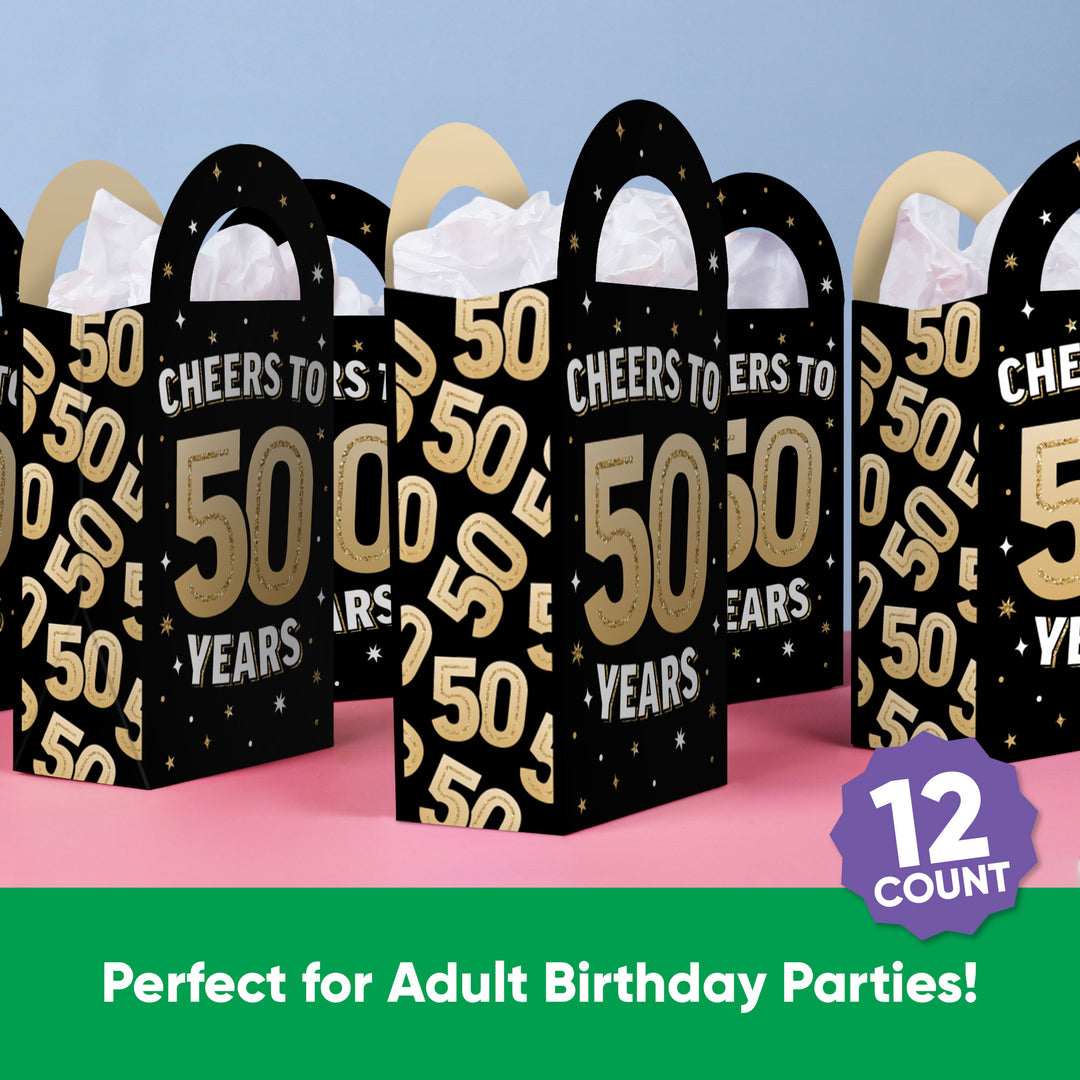 50th Birthday Paper Favor Bags - 12 Ct