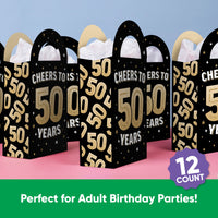 50th Birthday Paper Favor Bags - 12 Ct