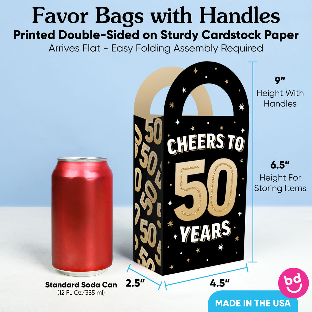 50th Birthday Paper Favor Bags - 12 Ct