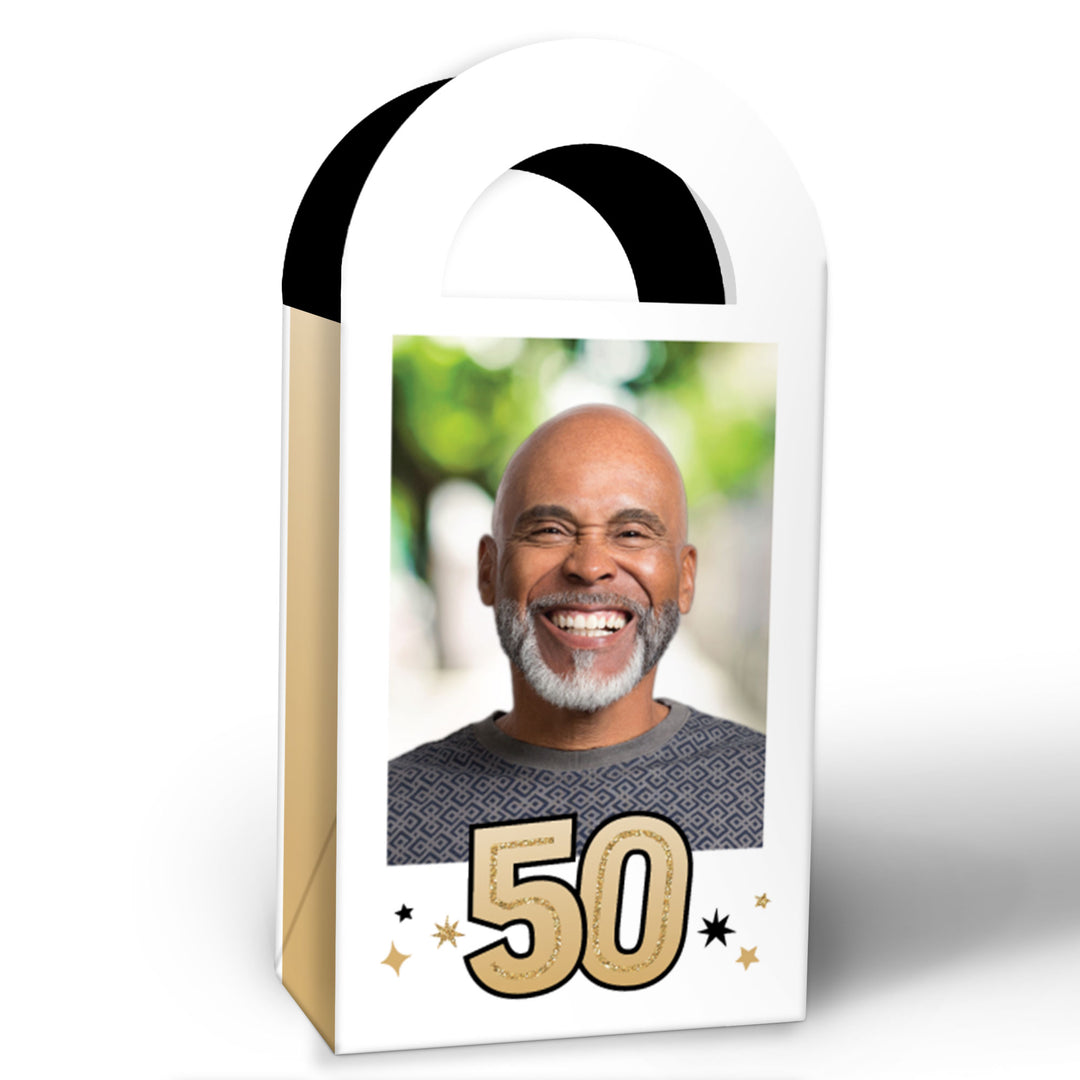 Custom Photo 50th Birthday Paper Favor Bags - 12 Ct
