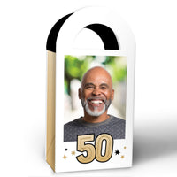 Custom Photo 50th Birthday Paper Favor Bags - 12 Ct