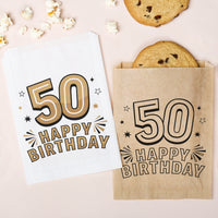 Paper Treat Bags - 50th Birthday - 25 Ct