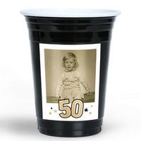 Custom Photo Party Cups - 50th Birthday - 16 Ct