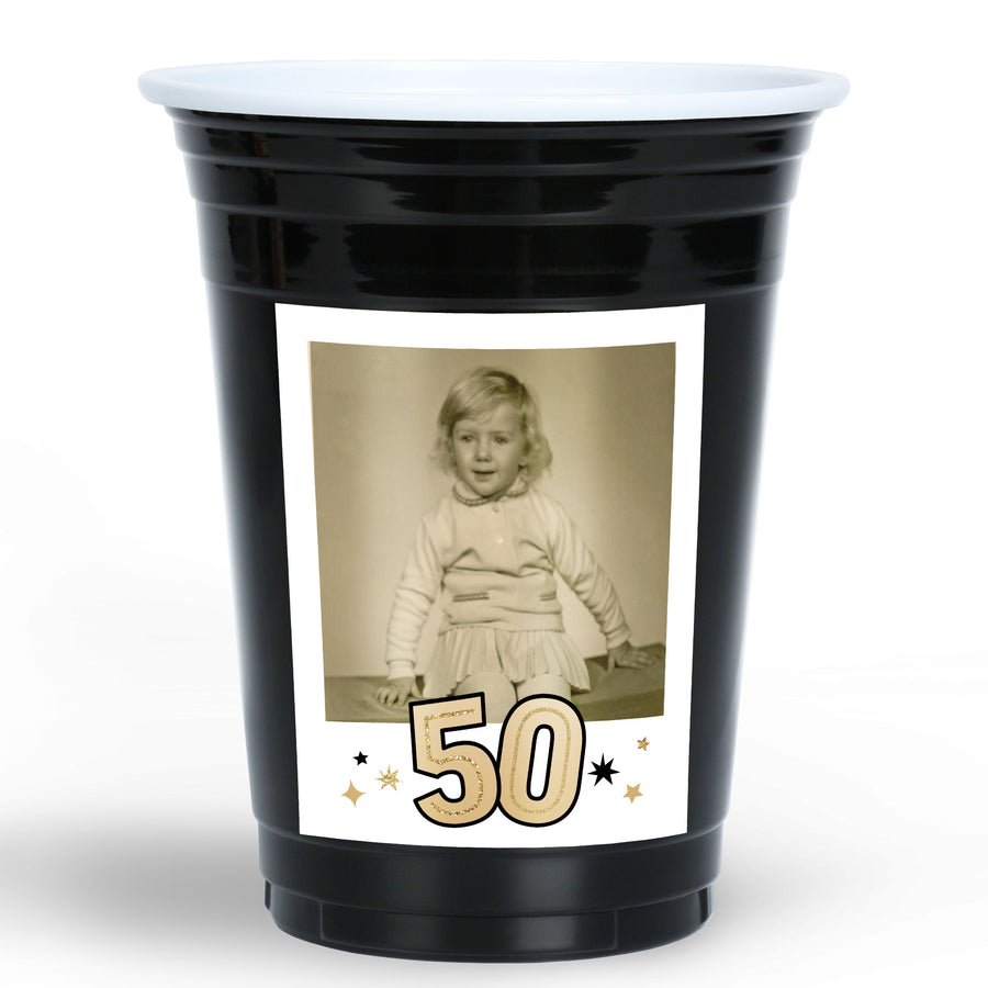 Custom Photo Party Cups - 50th Birthday - 16 Ct