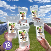 Custom Face Drink Pouches - 50th Birthday - 12 Ct