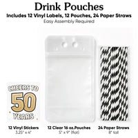 Drink Pouches - 50th Birthday - 12 Ct
