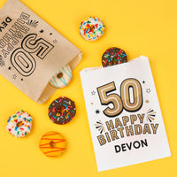Custom Text Paper Treat Bags - 50th Birthday