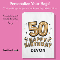 Custom Text Paper Treat Bags - 50th Birthday