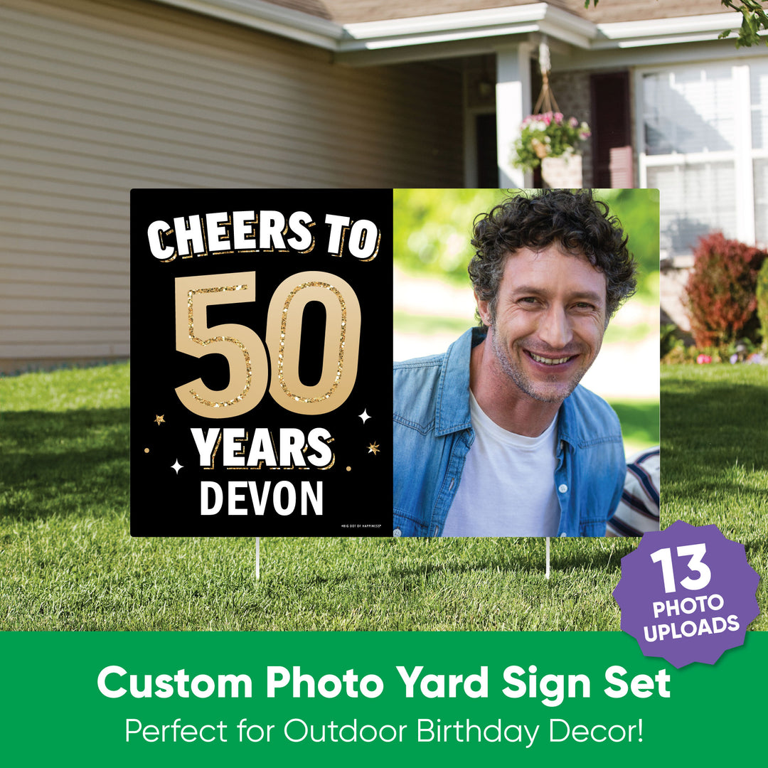 Custom Photo 50th Birthday Party Yard Sign Set