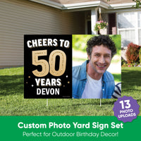 Custom Photo 50th Birthday Party Yard Sign Set