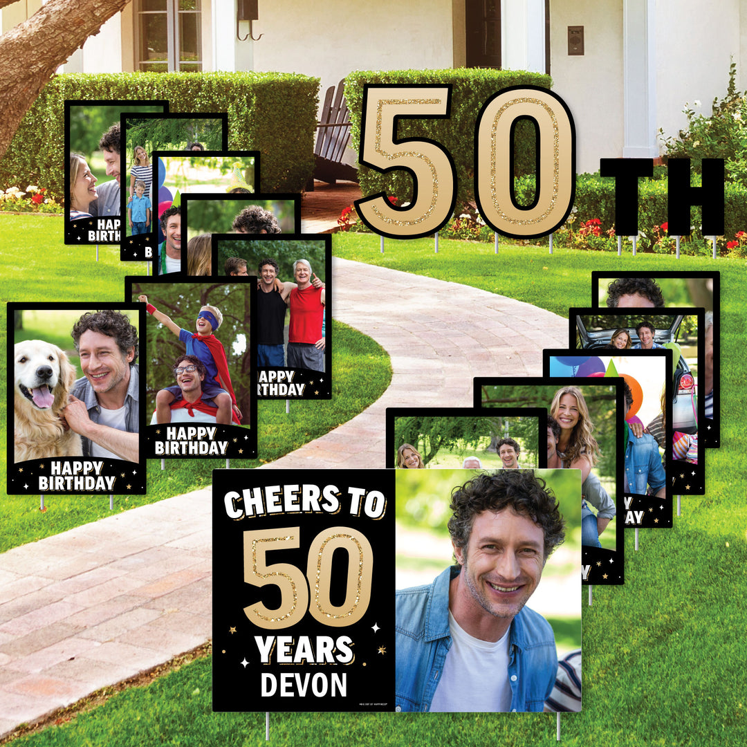 Custom Photo 50th Birthday Party Yard Sign Set