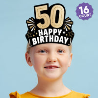 50th Birthday Paper Headbands - 16 Ct