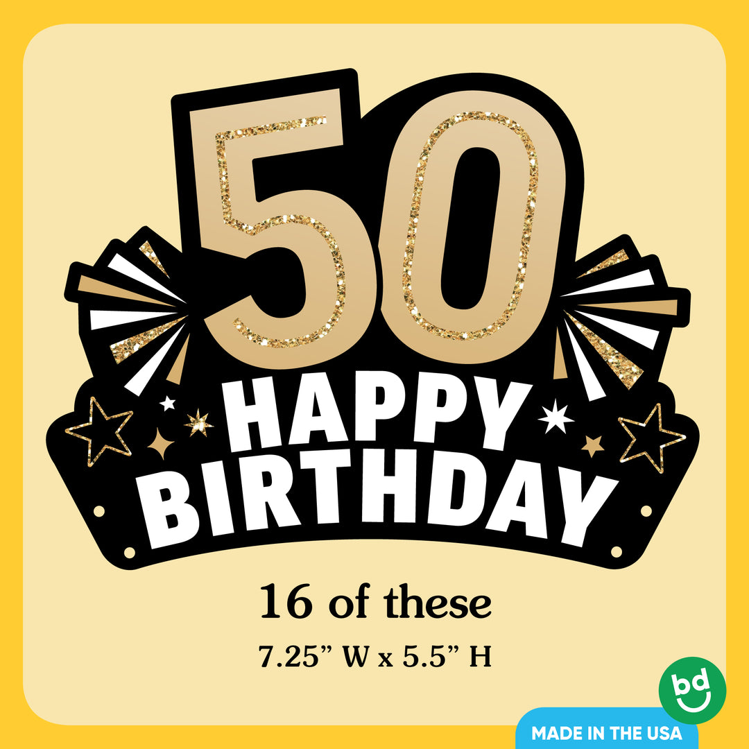 50th Birthday Paper Headbands - 16 Ct