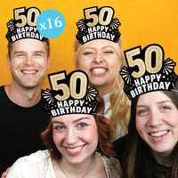 50th Birthday Paper Headbands - 16 Ct
