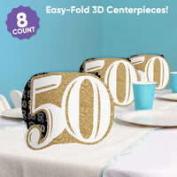 50th Birthday 3D Centerpieces - 8 Ct