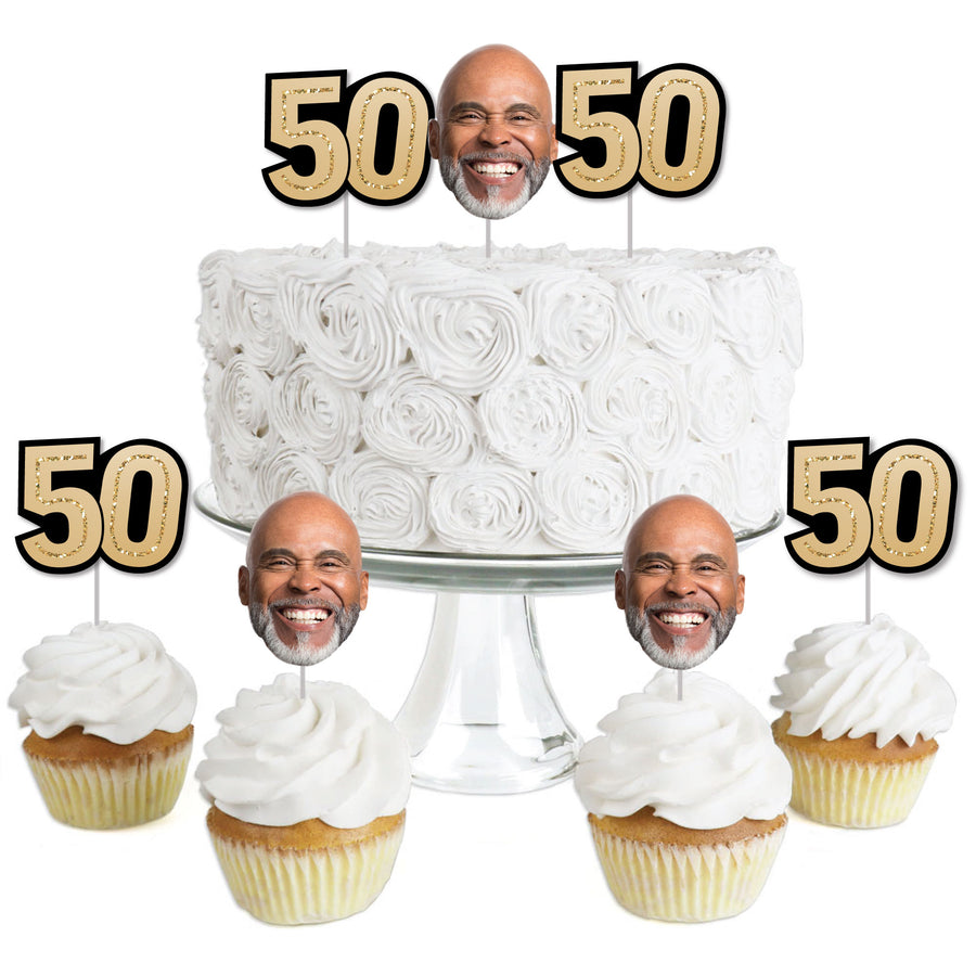 Custom Fun Face 50th Birthday Treat Picks - 24 Ct