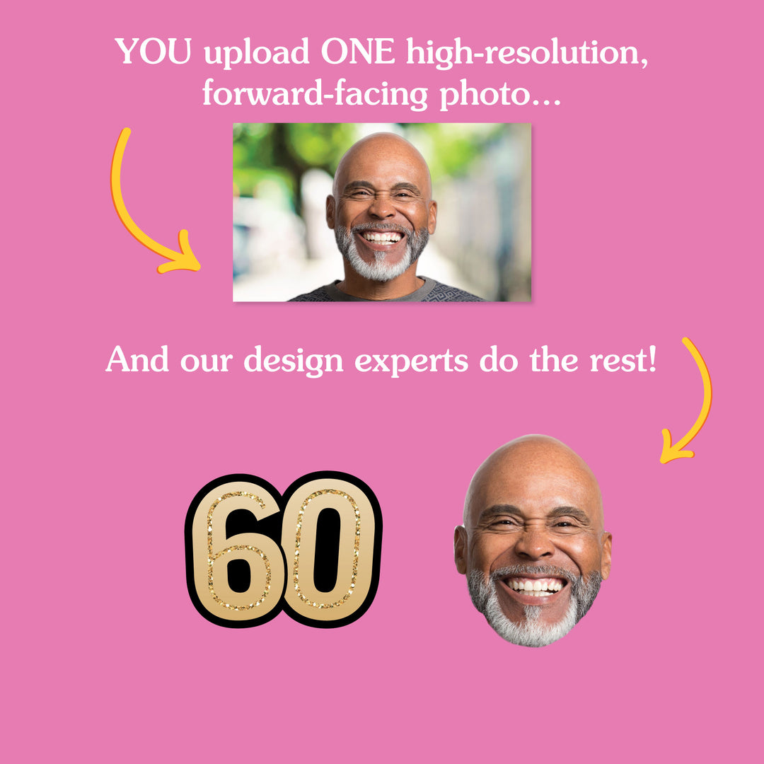 Personalized 60th birthday face shapes from one uploaded photo
