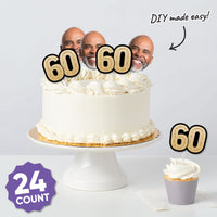 60th birthday table styled with scattered face and number decor