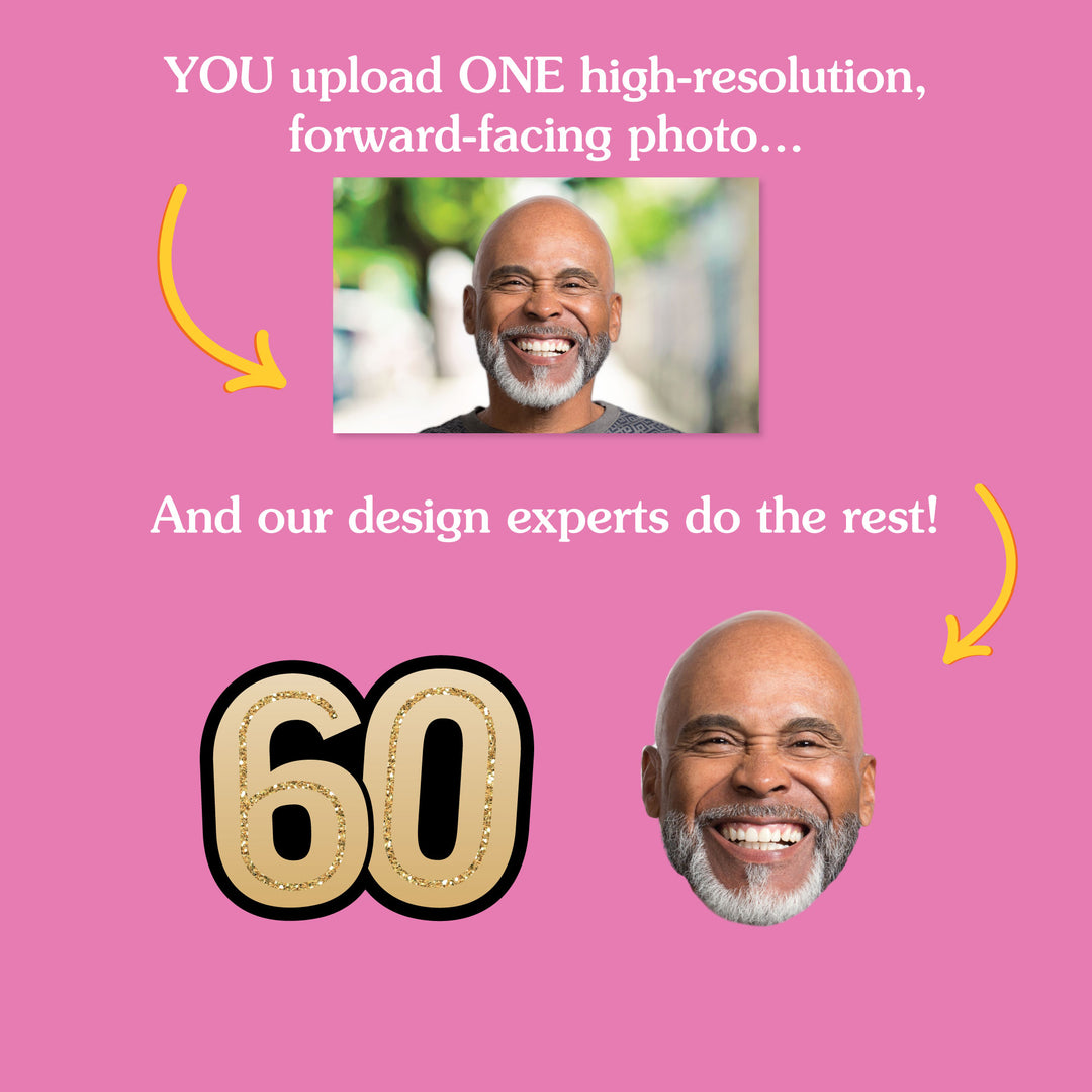 60th birthday face cutouts personalized from one uploaded photo