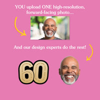 60th birthday face cutouts personalized from one uploaded photo