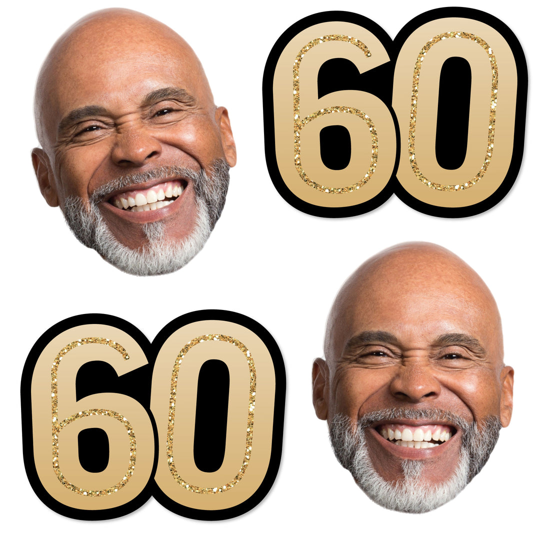 Custom 60th birthday fun face and number cutout party set