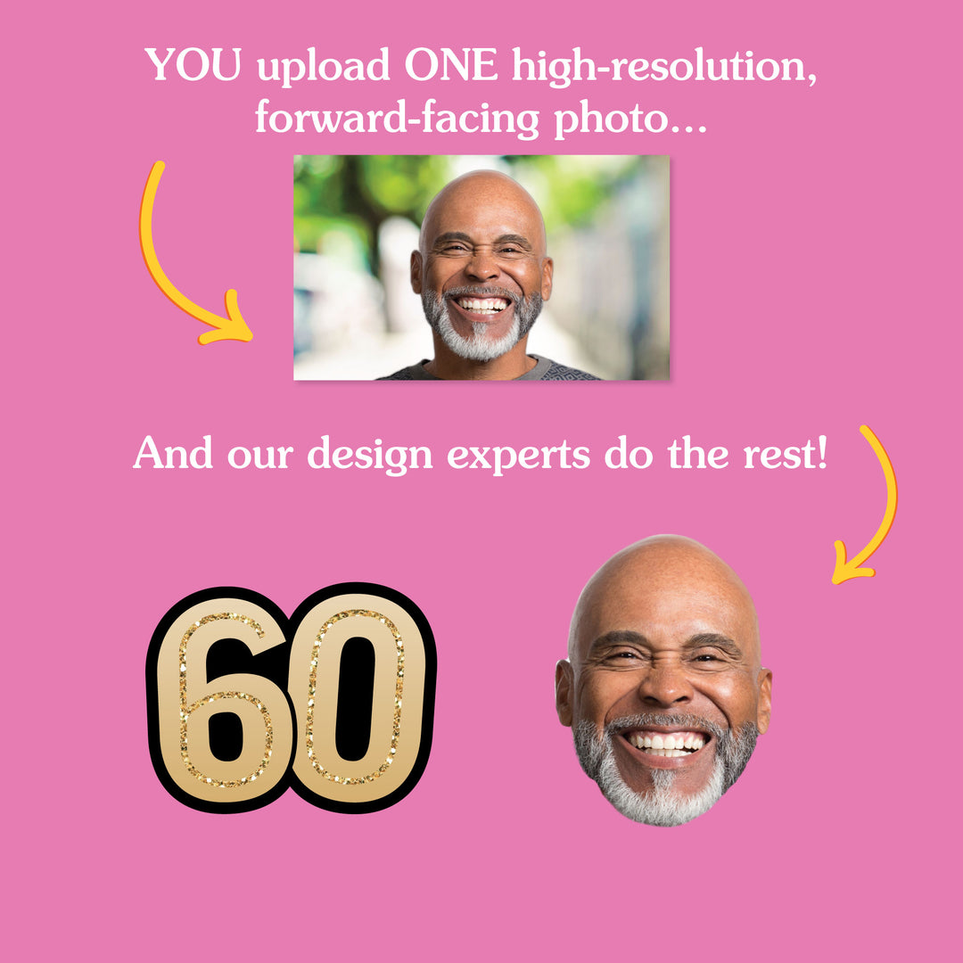 60th birthday face cutouts customized from one uploaded photo