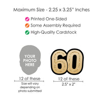 60th birthday straw topper dimensions and cardstock material detail image