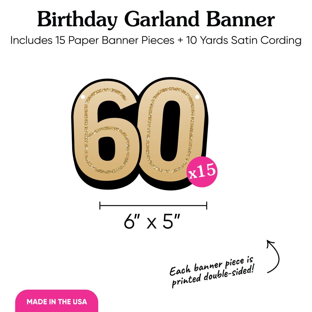 60th Birthday Garland Banner - 15 Pc