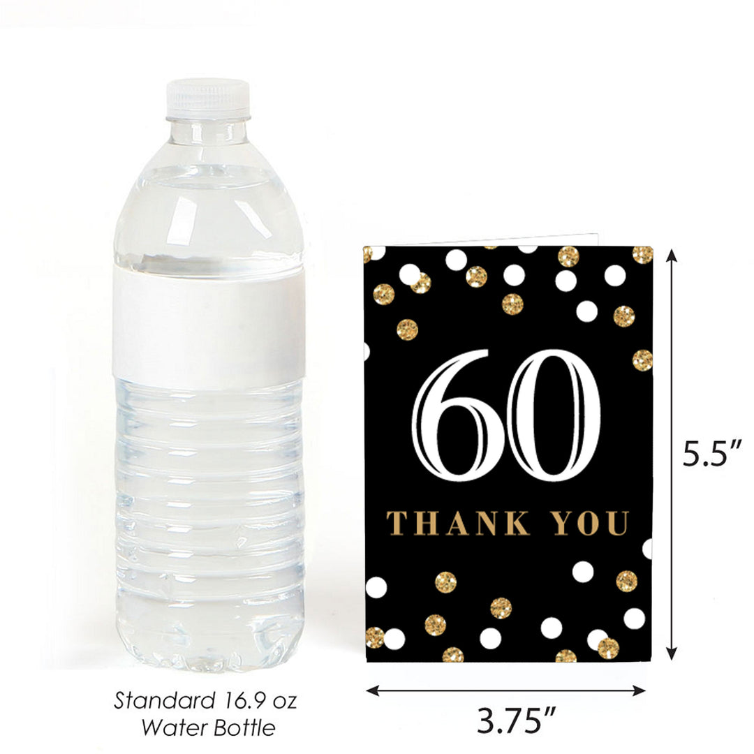 Adult 60th Birthday - Gold - Birthday Party Thank You Cards - 8 ct