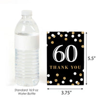 Adult 60th Birthday - Gold - Birthday Party Thank You Cards - 8 ct