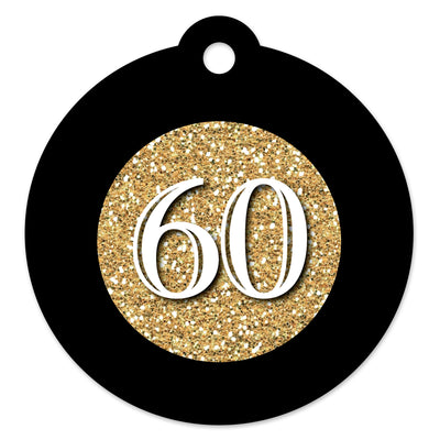 Adult 60th Birthday - Gold - Birthday Party Favor Gift Tags (Set of 20)